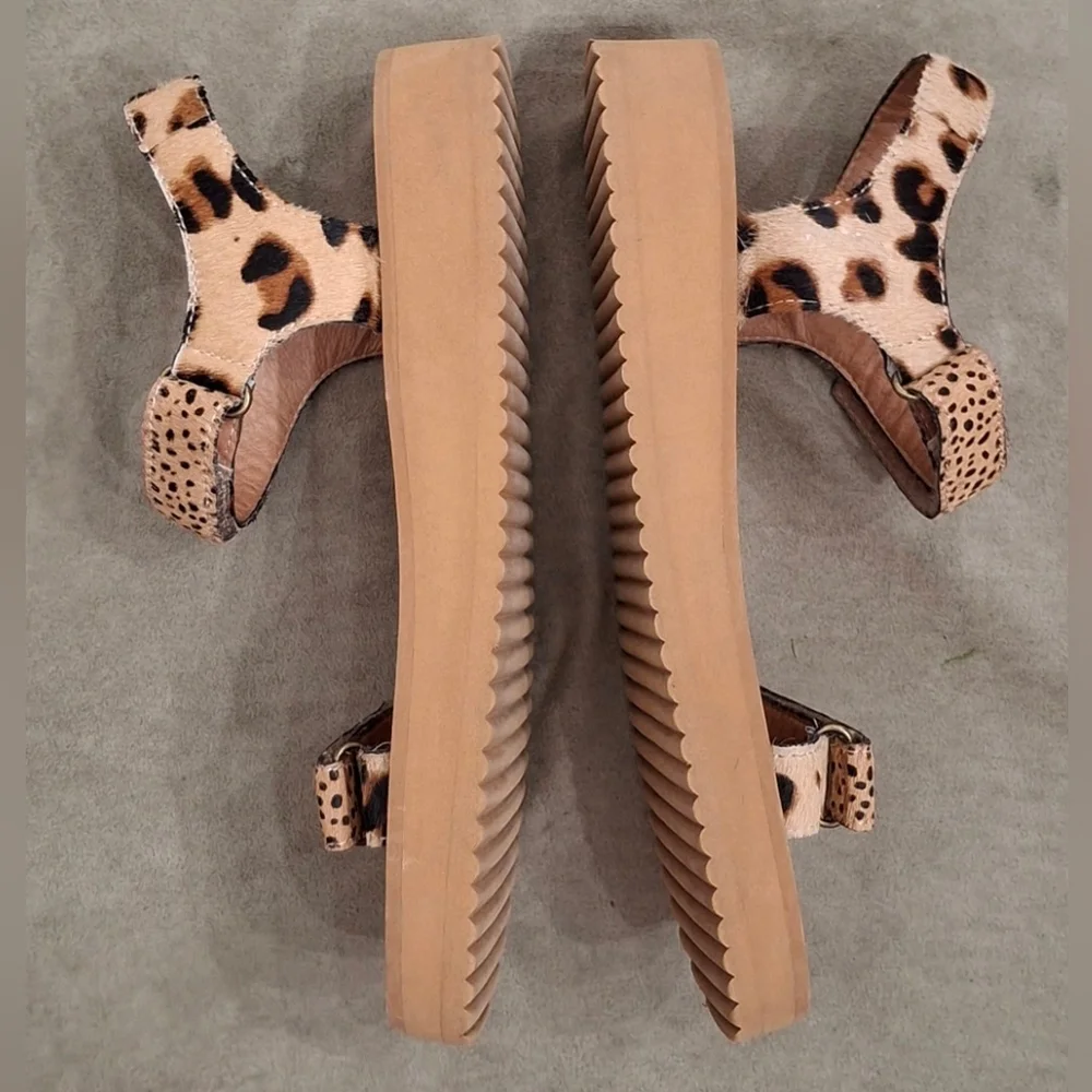 Madewell "THE MAGGIE SPOT MIX CALF HAIR Amber Dune Multi Sandal - Picture 5 of 6